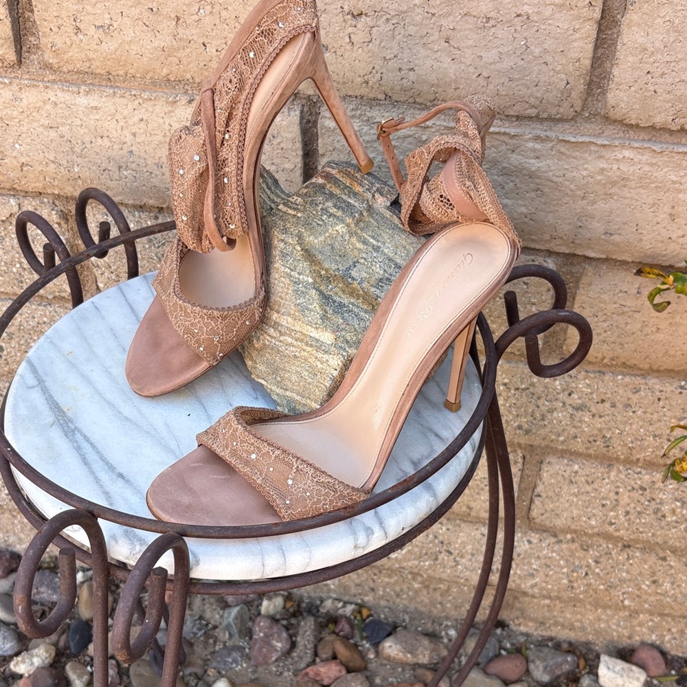 Gianvito Rossi Lace Tan Heels